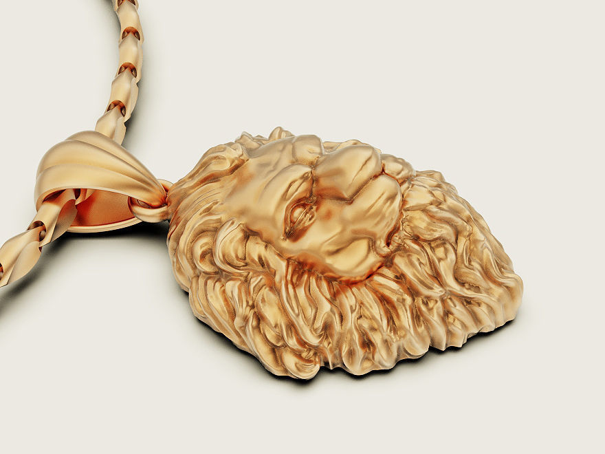Lion pendant Silver Gold  Print Silver Gold  Print 3D print model_2