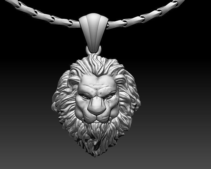 Lion pendant Silver Gold  Print Silver Gold  Print 3D print model_3
