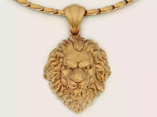 Lion pendant Silver Gold  Print Silver Gold  Print