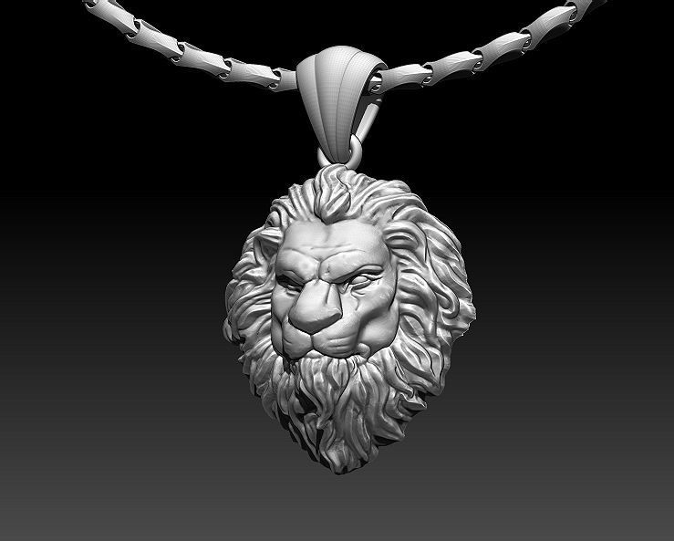 Lion pendant Silver Gold  Print Silver Gold  Print 3D print model_5