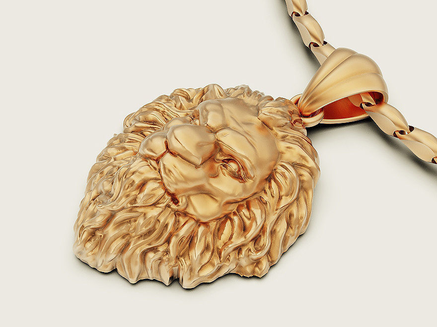Lion pendant Silver Gold  Print Silver Gold  Print 3D print model_1