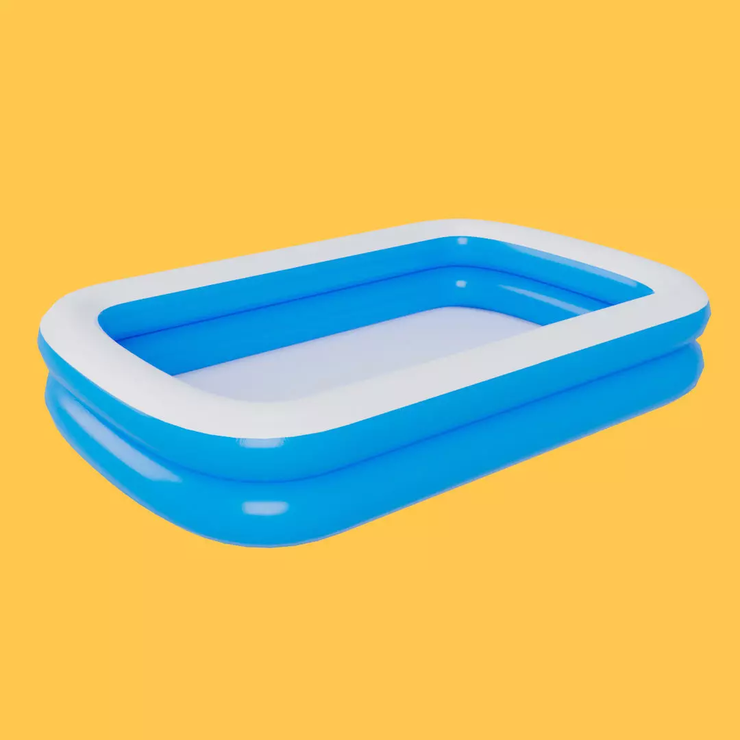 Blue Swimming Inflatable Pool Low-poly 3D model_0