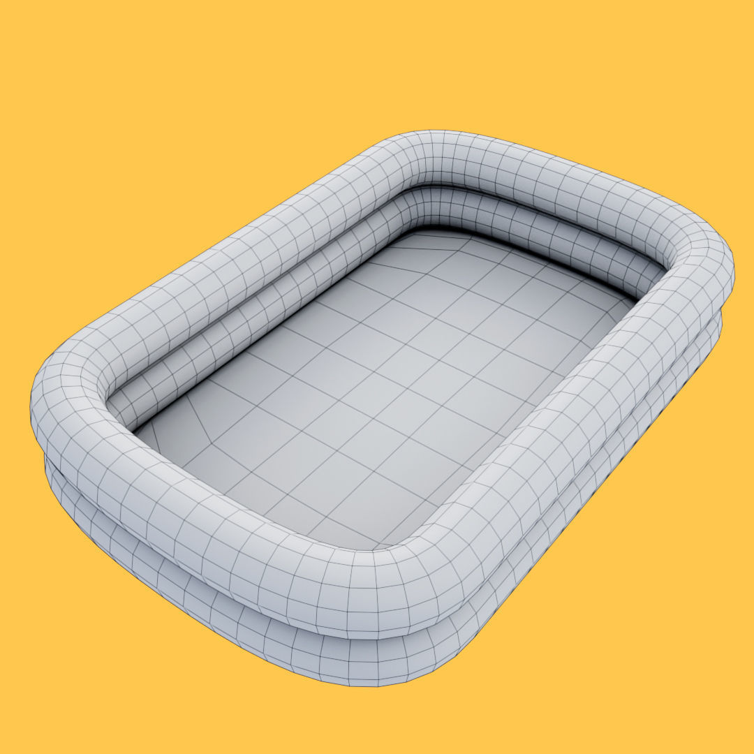 Blue Swimming Inflatable Pool Low-poly 3D model_13