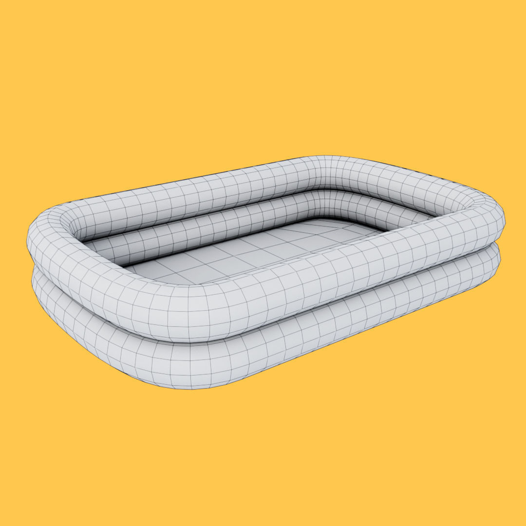 Blue Swimming Inflatable Pool Low-poly 3D model_9