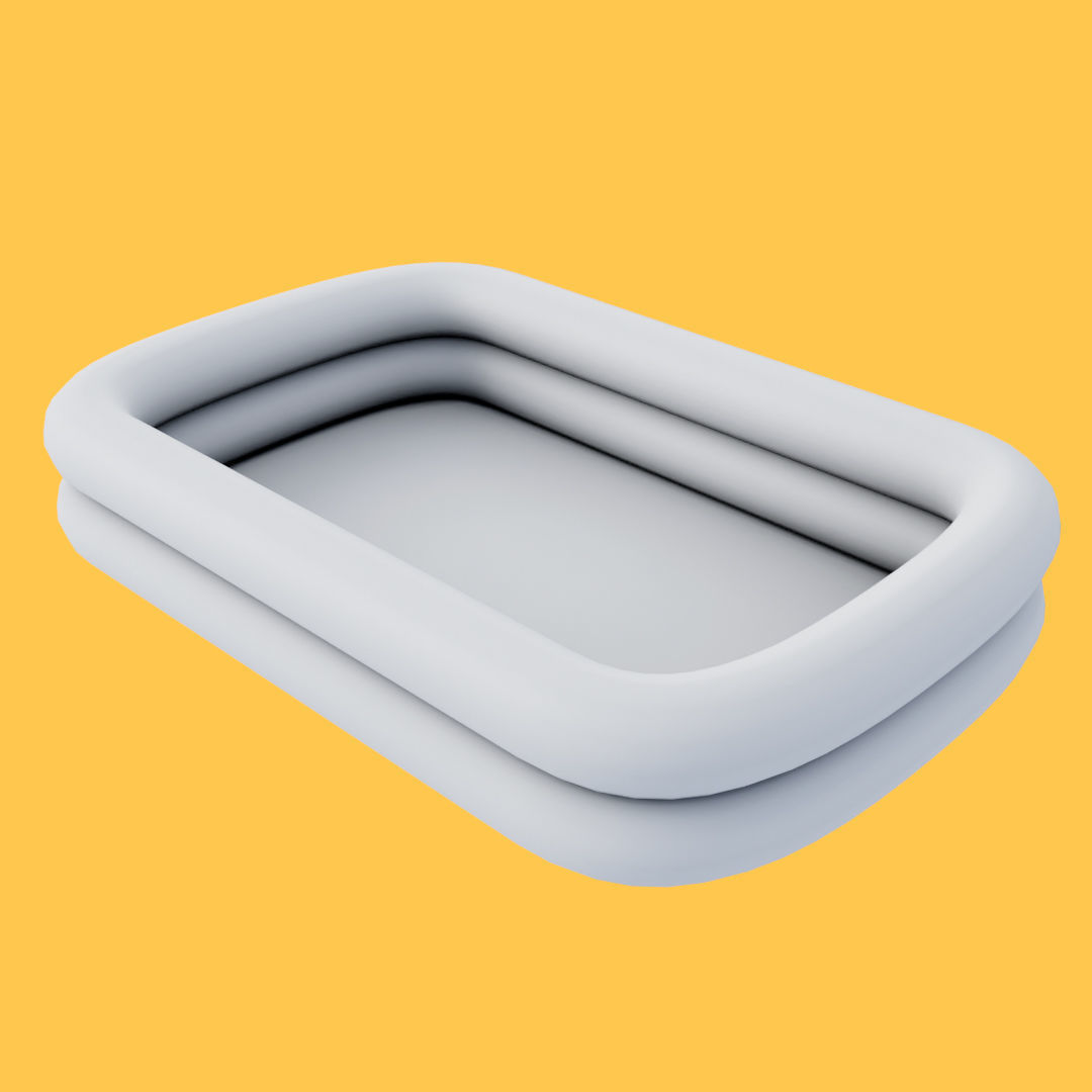 Blue Swimming Inflatable Pool Low-poly 3D model_8