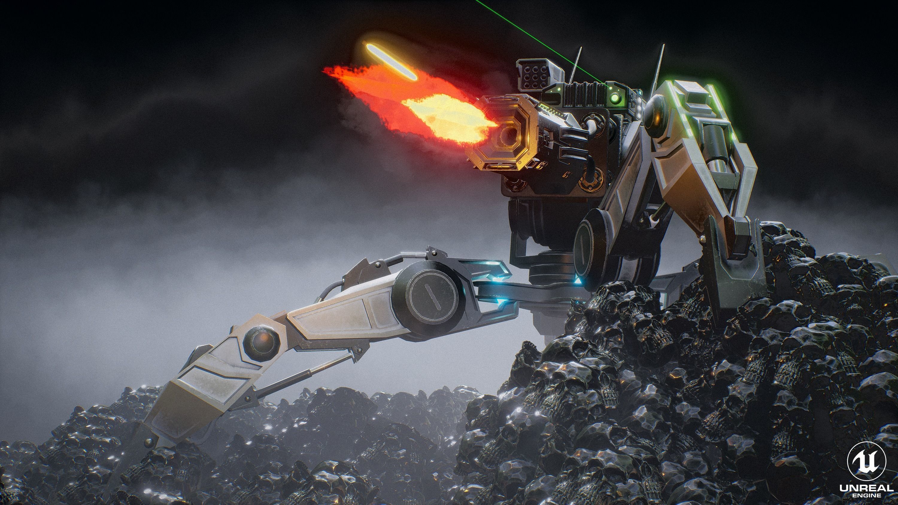 Sci-Fi Robot Turret Low-poly 3D model_7