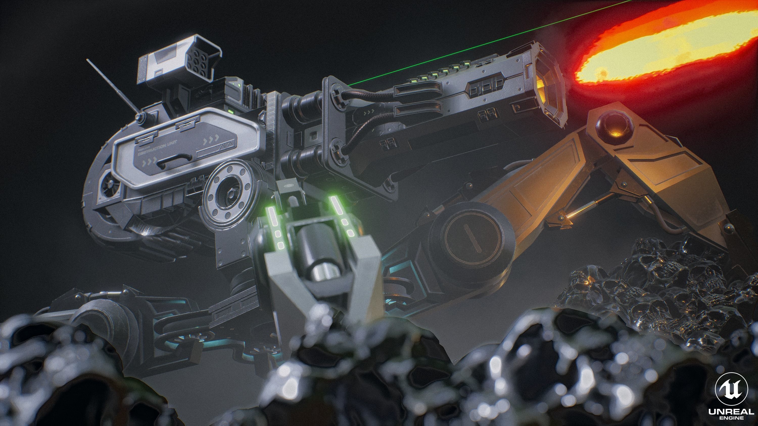 Sci-Fi Robot Turret Low-poly 3D model_5