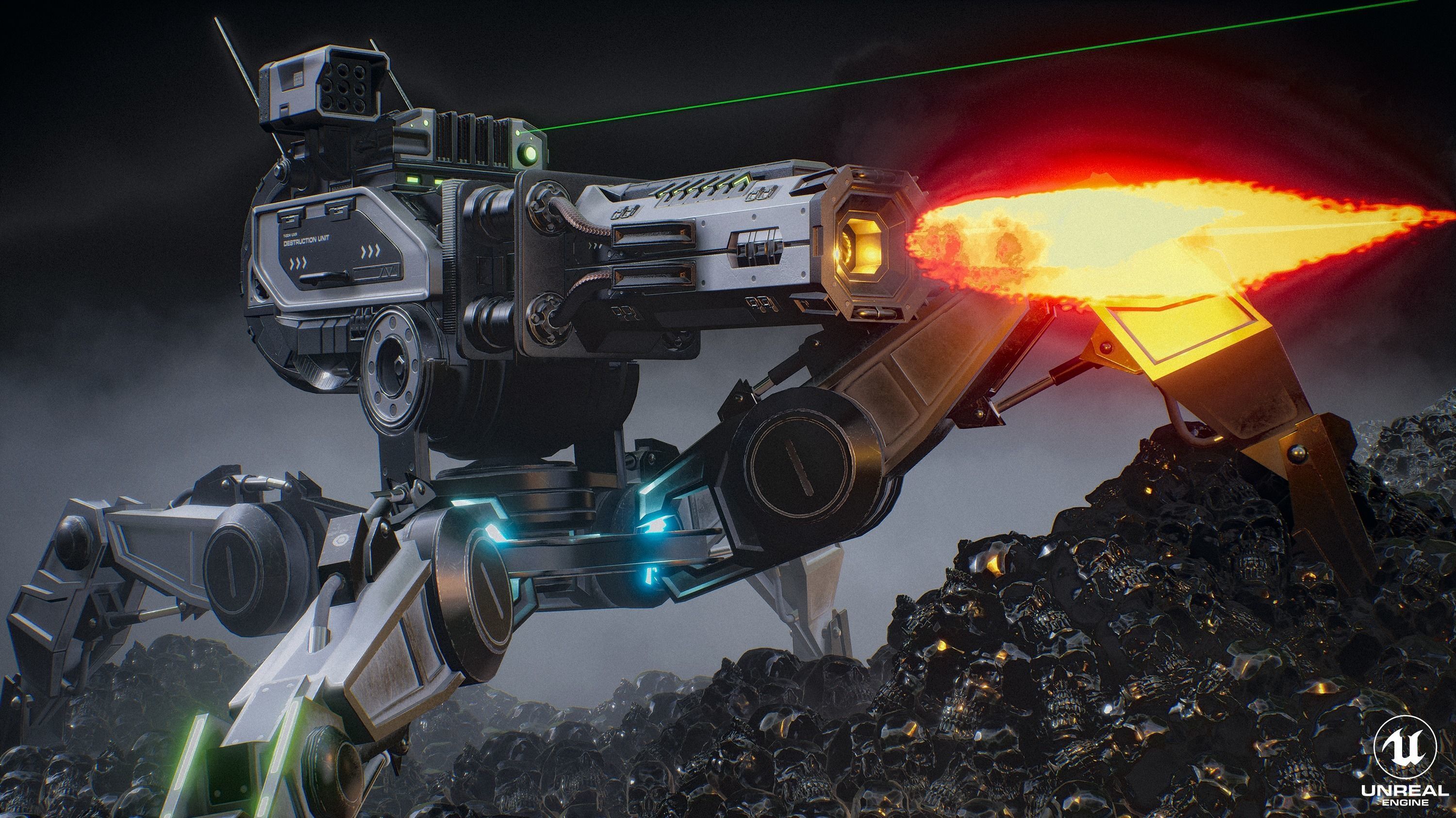 Sci-Fi Robot Turret Low-poly 3D model_3