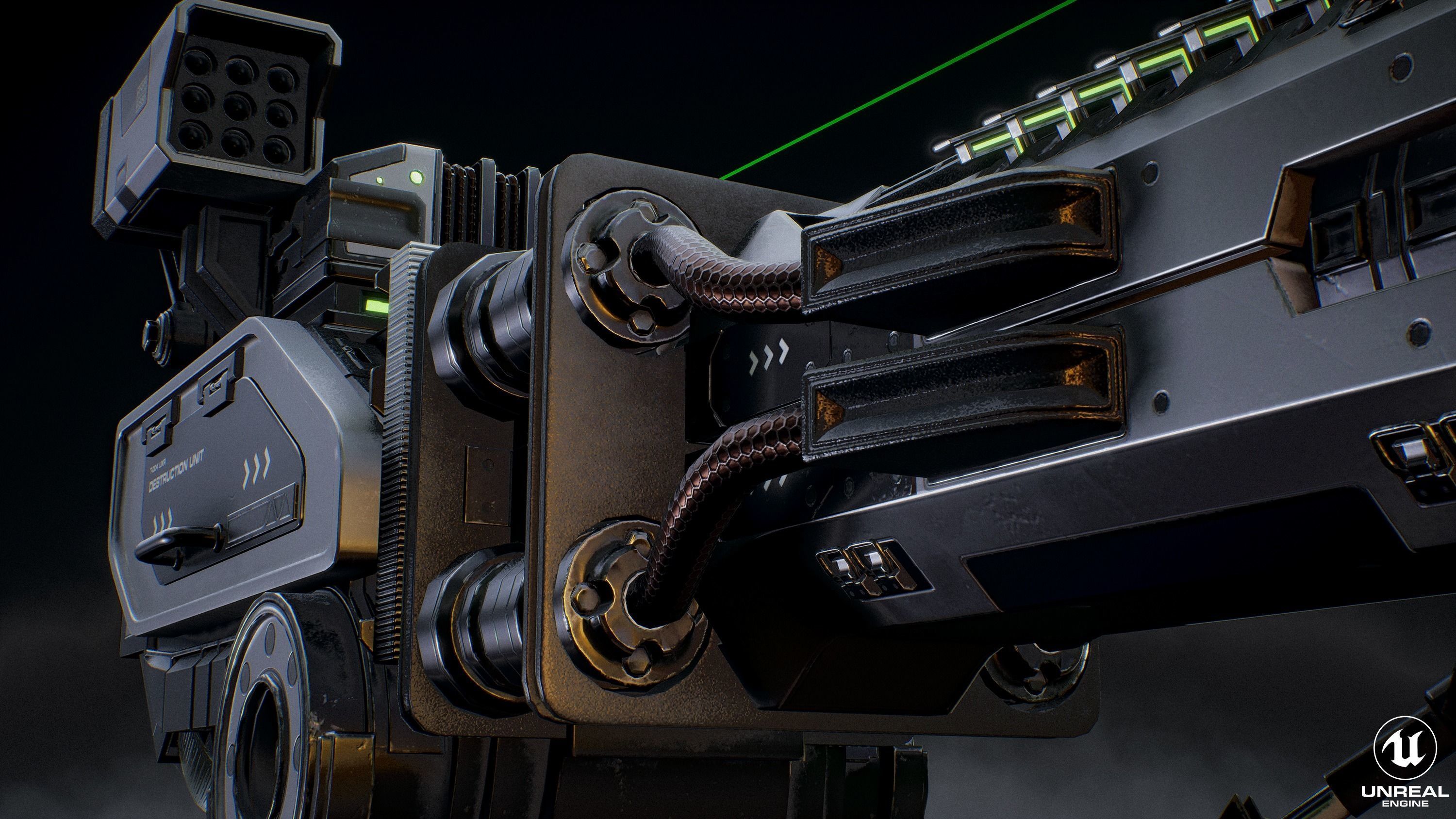 Sci-Fi Robot Turret Low-poly 3D model_2