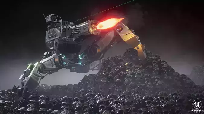 Sci-Fi Robot Turret Low-poly 3D model