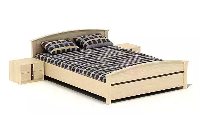 Cream Color Wooden Bed