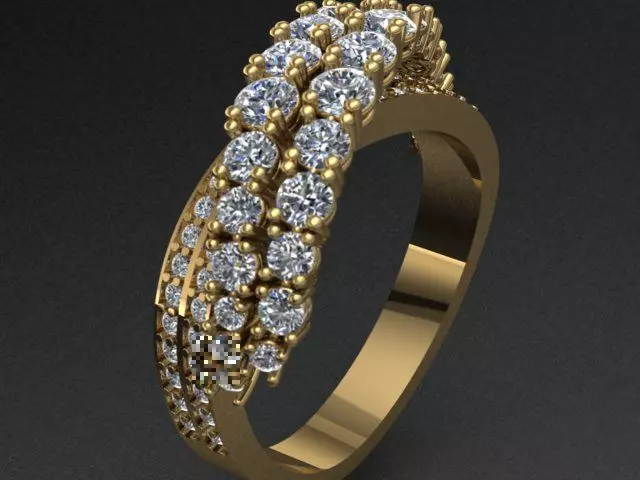 Intertwined Luxury Diamond Golden Ring 3D print model
