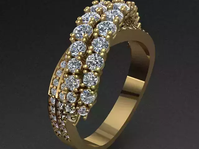 Intertwined Luxury Diamond Golden Ring 3D print model