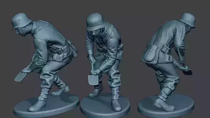 German soldier ww2 Digging G6 3D print model