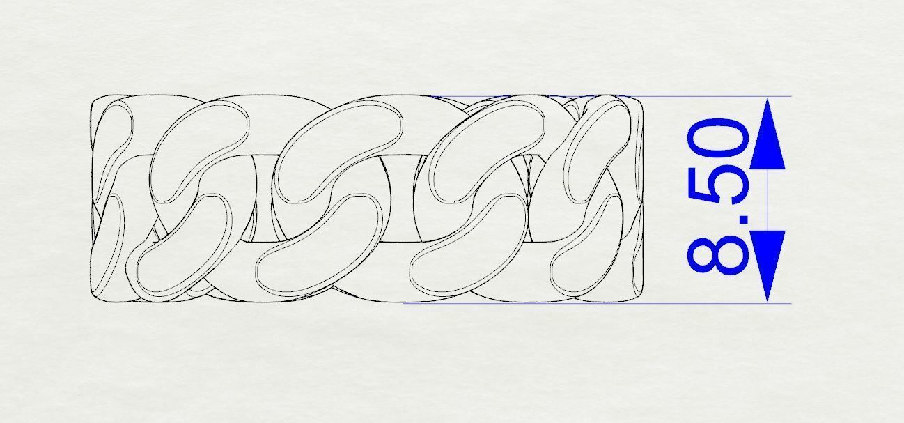 Cuban chain ring ready for print 3D print model_7