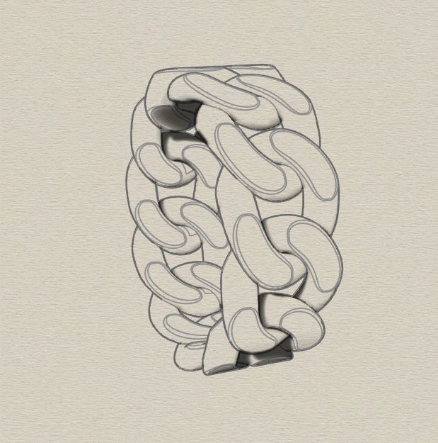 Cuban chain ring ready for print 3D print model_17