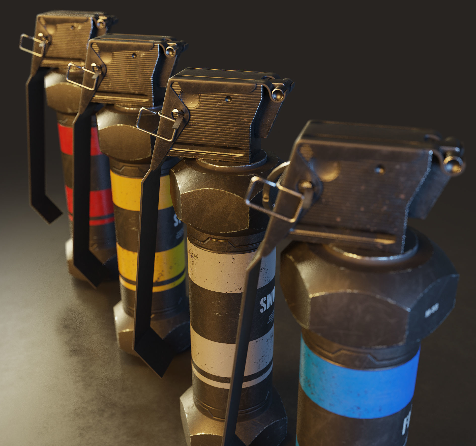Modern Grenade Collection Low-poly 3D model_4