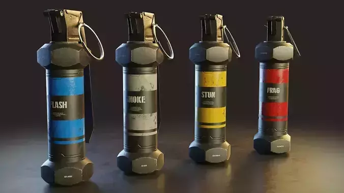 Modern Grenade Collection Low-poly 3D model
