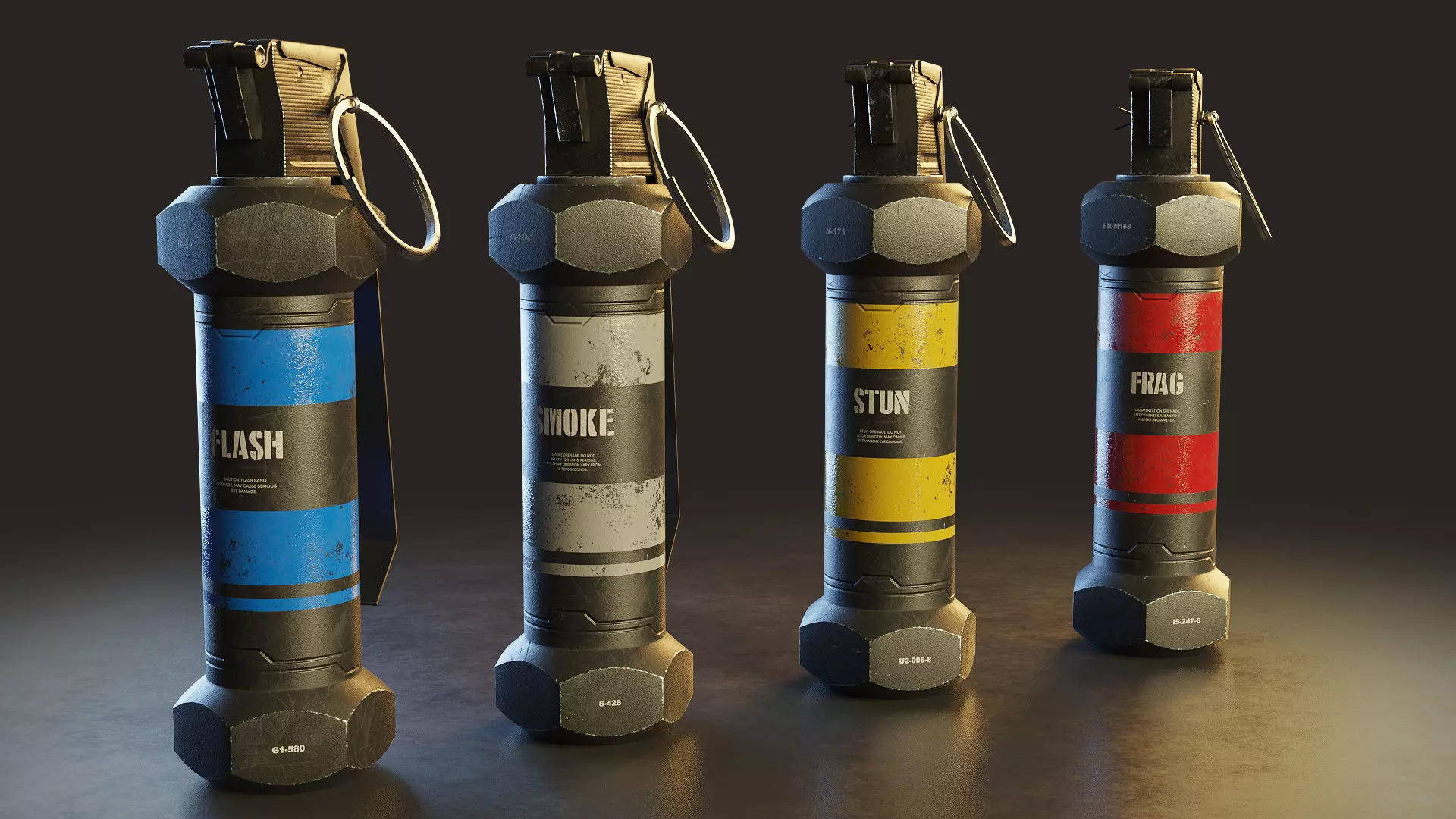 Modern Grenade Collection Low-poly 3D model_0