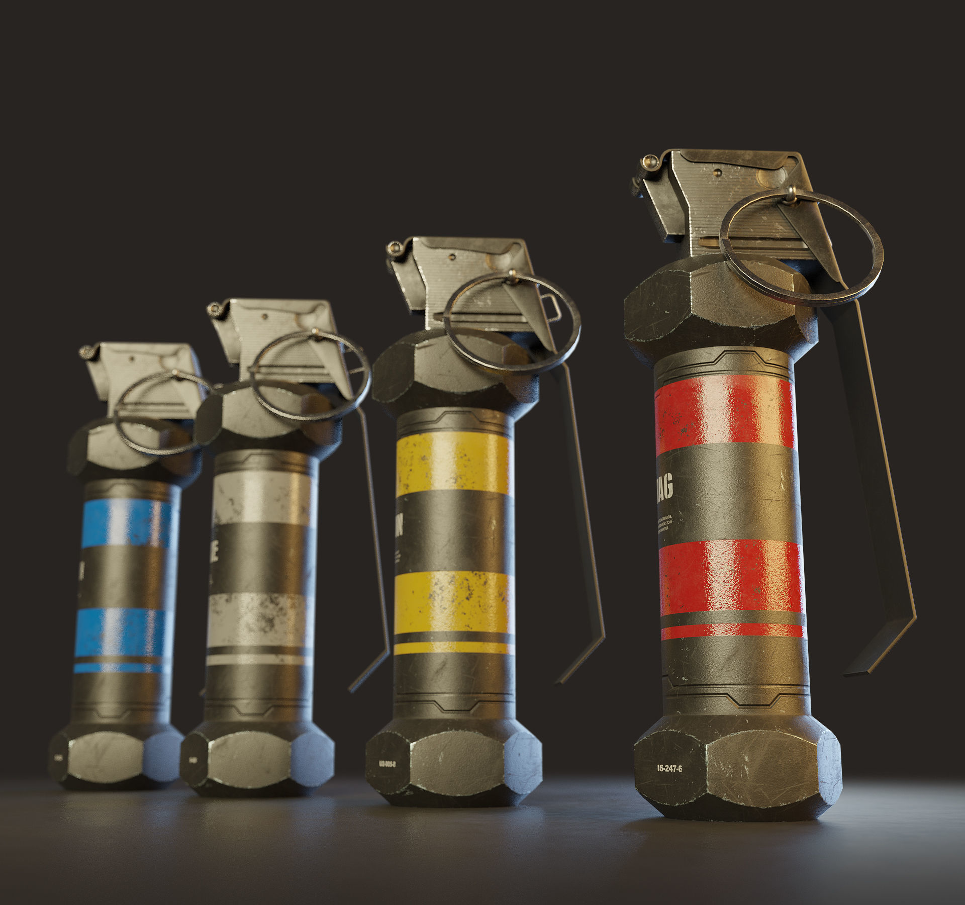 Modern Grenade Collection Low-poly 3D model_3