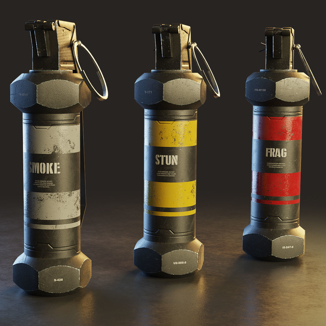 Modern Grenade Collection Low-poly 3D model_6