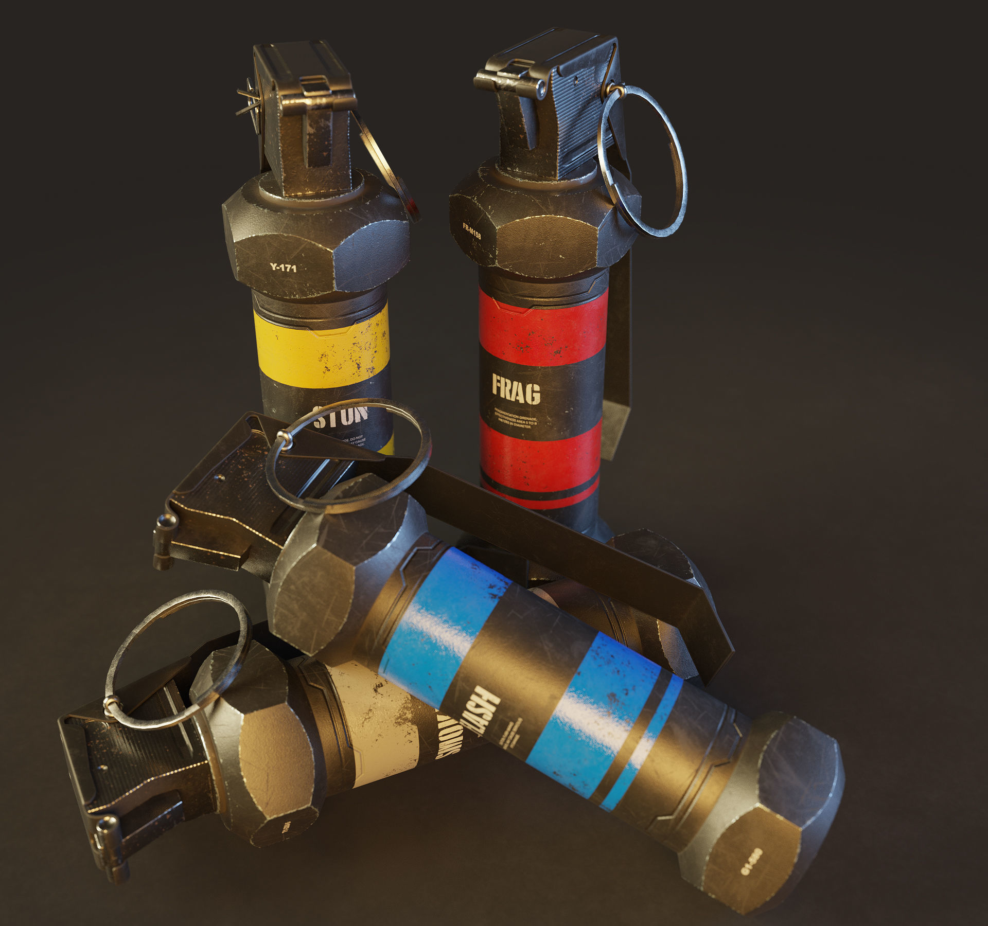 Modern Grenade Collection Low-poly 3D model_5
