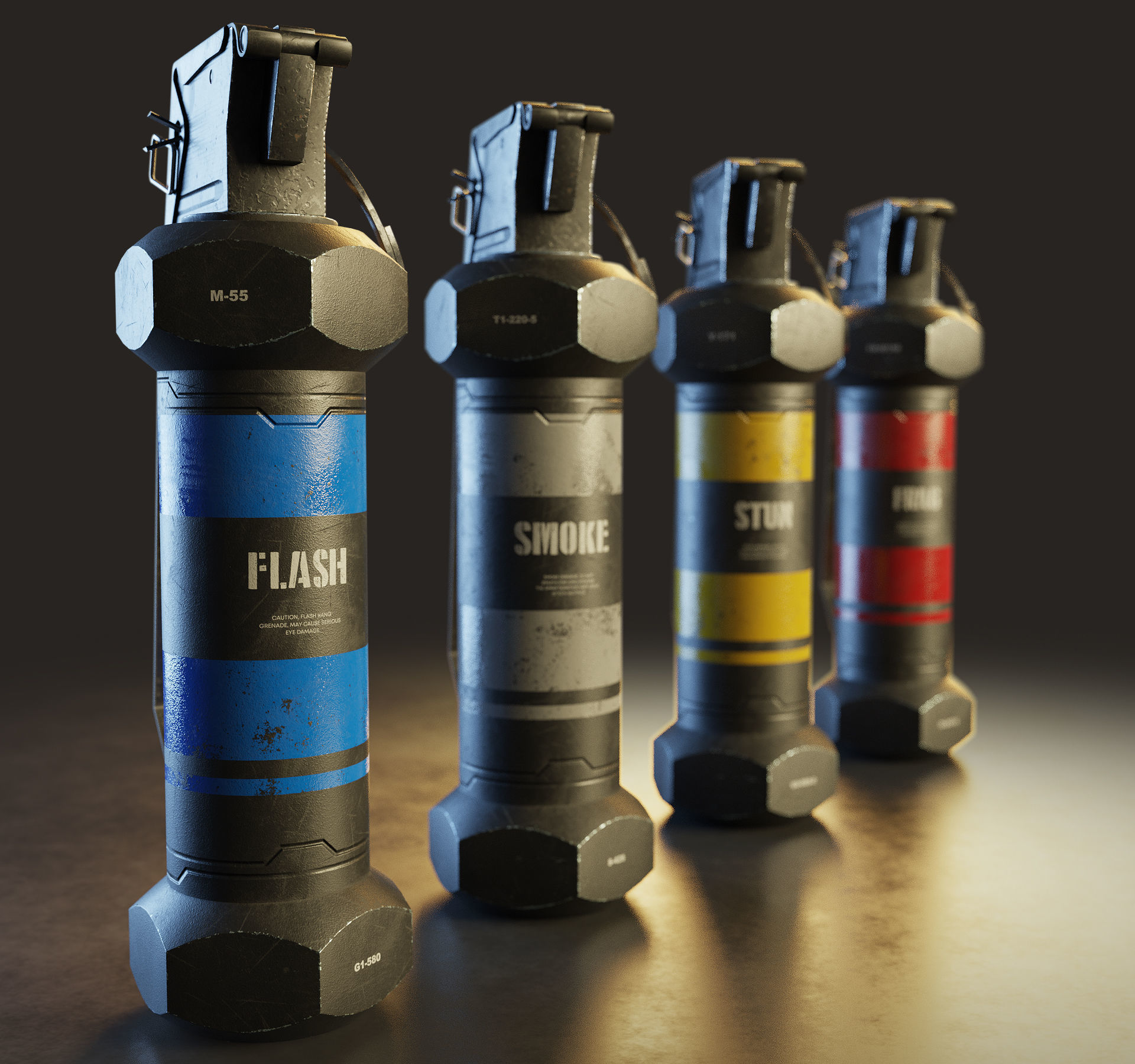 Modern Grenade Collection Low-poly 3D model_1
