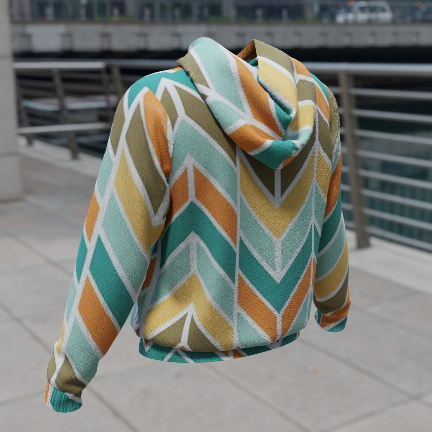 Replaceable print hoodie sweatshirt - male Low-poly 3D model_6