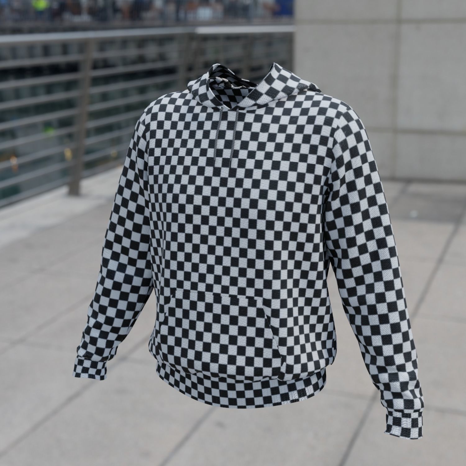 Replaceable print hoodie sweatshirt - male Low-poly 3D model_10