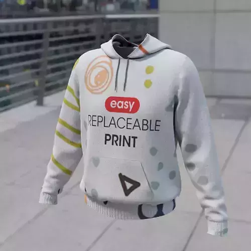 Replaceable print hoodie sweatshirt - male Low-poly 3D model