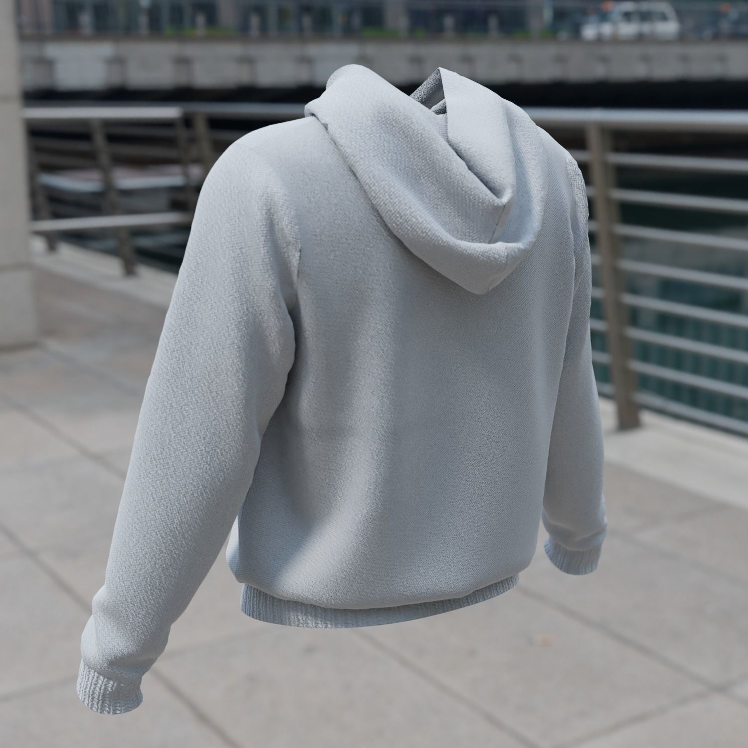 Replaceable print hoodie sweatshirt - male Low-poly 3D model_5