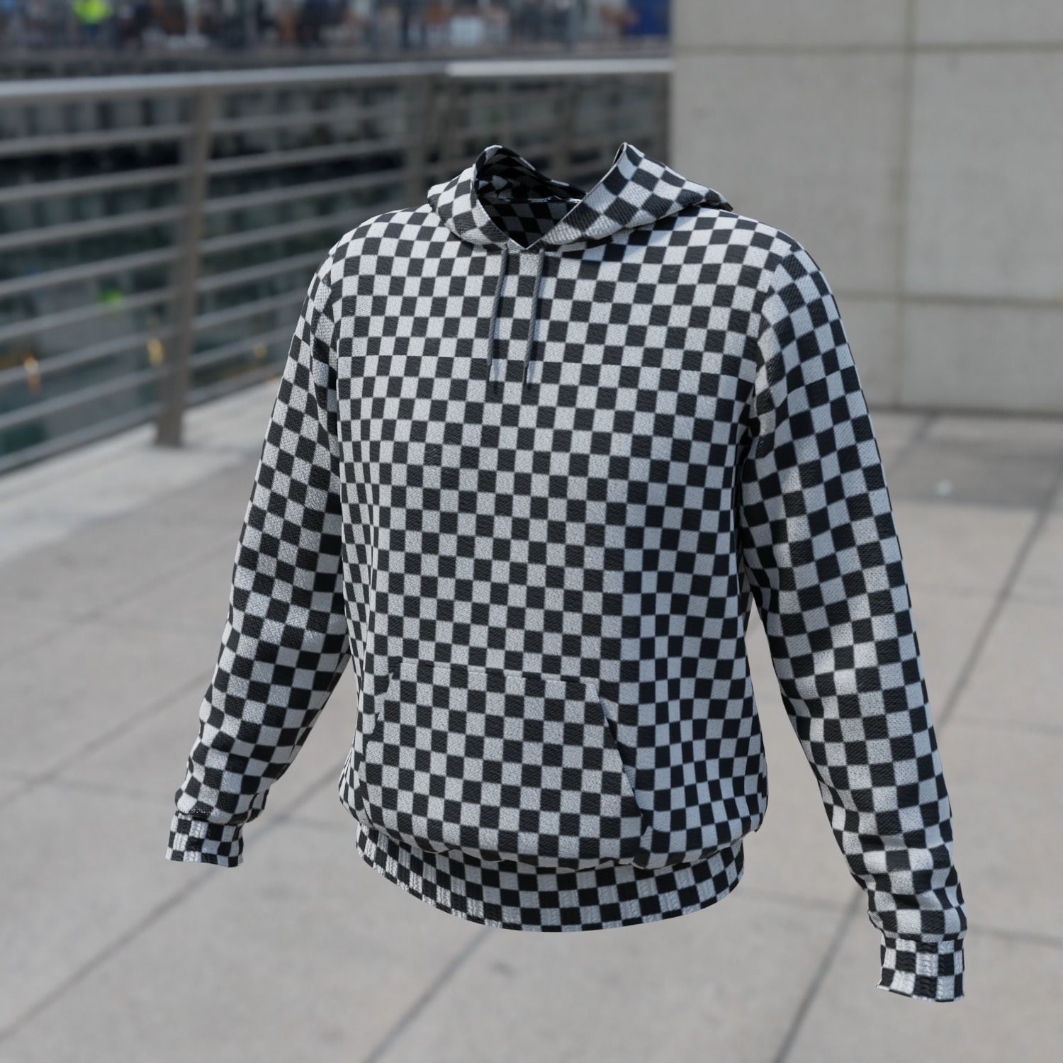 Replaceable print hoodie sweatshirt - male Low-poly 3D model_9