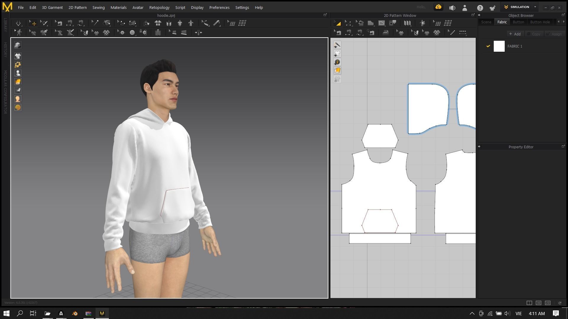 Replaceable print hoodie sweatshirt - male Low-poly 3D model_16