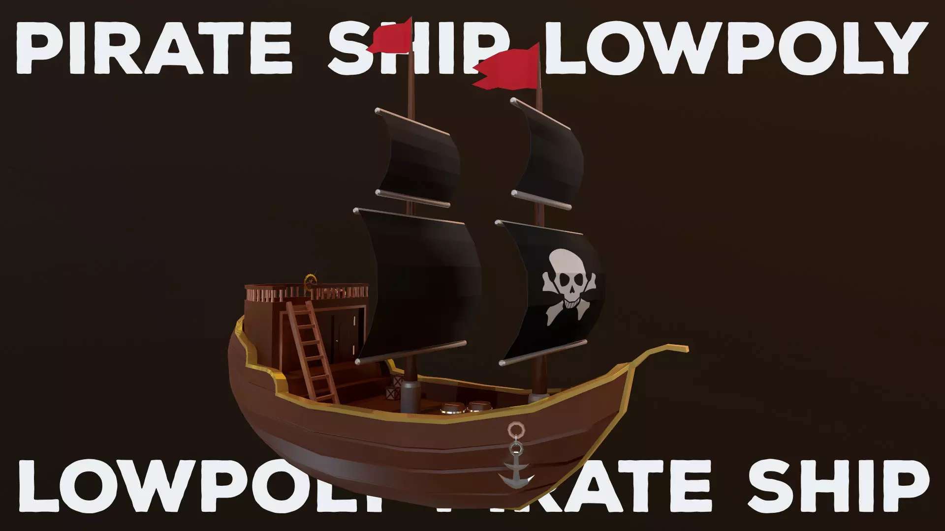 Pirate ship Low-poly 3D model