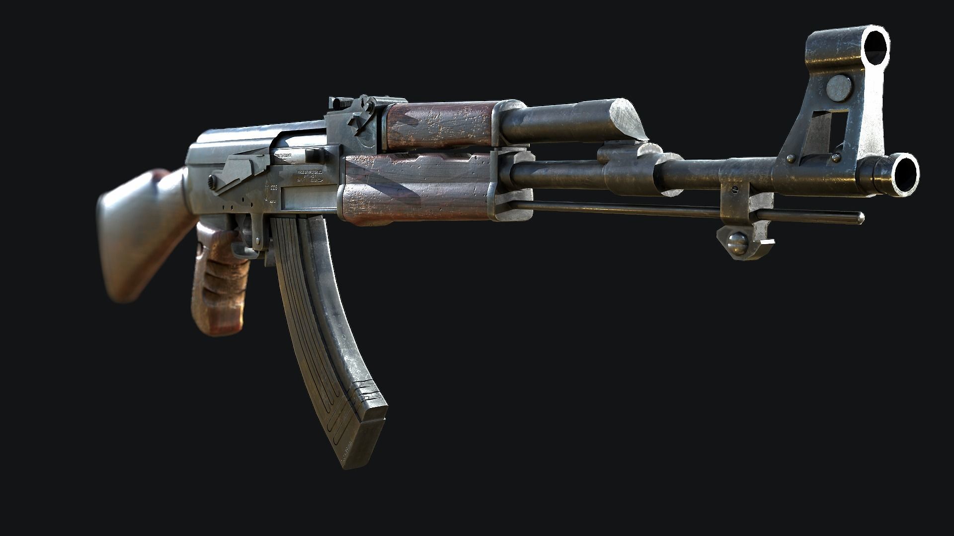 AK-47 ak - rifle Low-poly 3D model_2