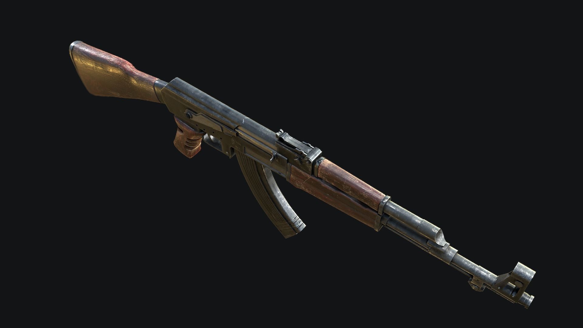 AK-47 ak - rifle Low-poly 3D model_5