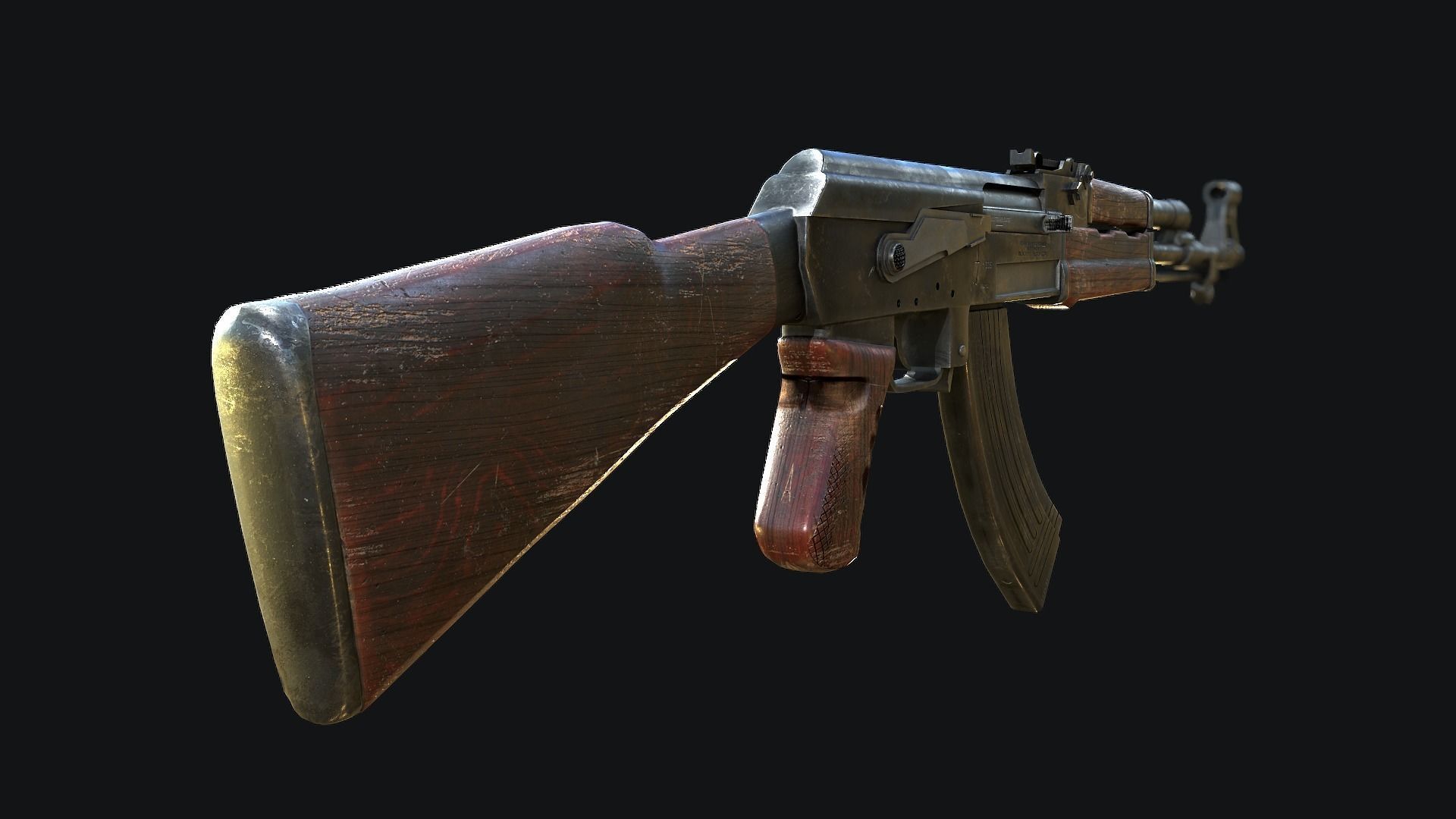 AK-47 ak - rifle Low-poly 3D model_4