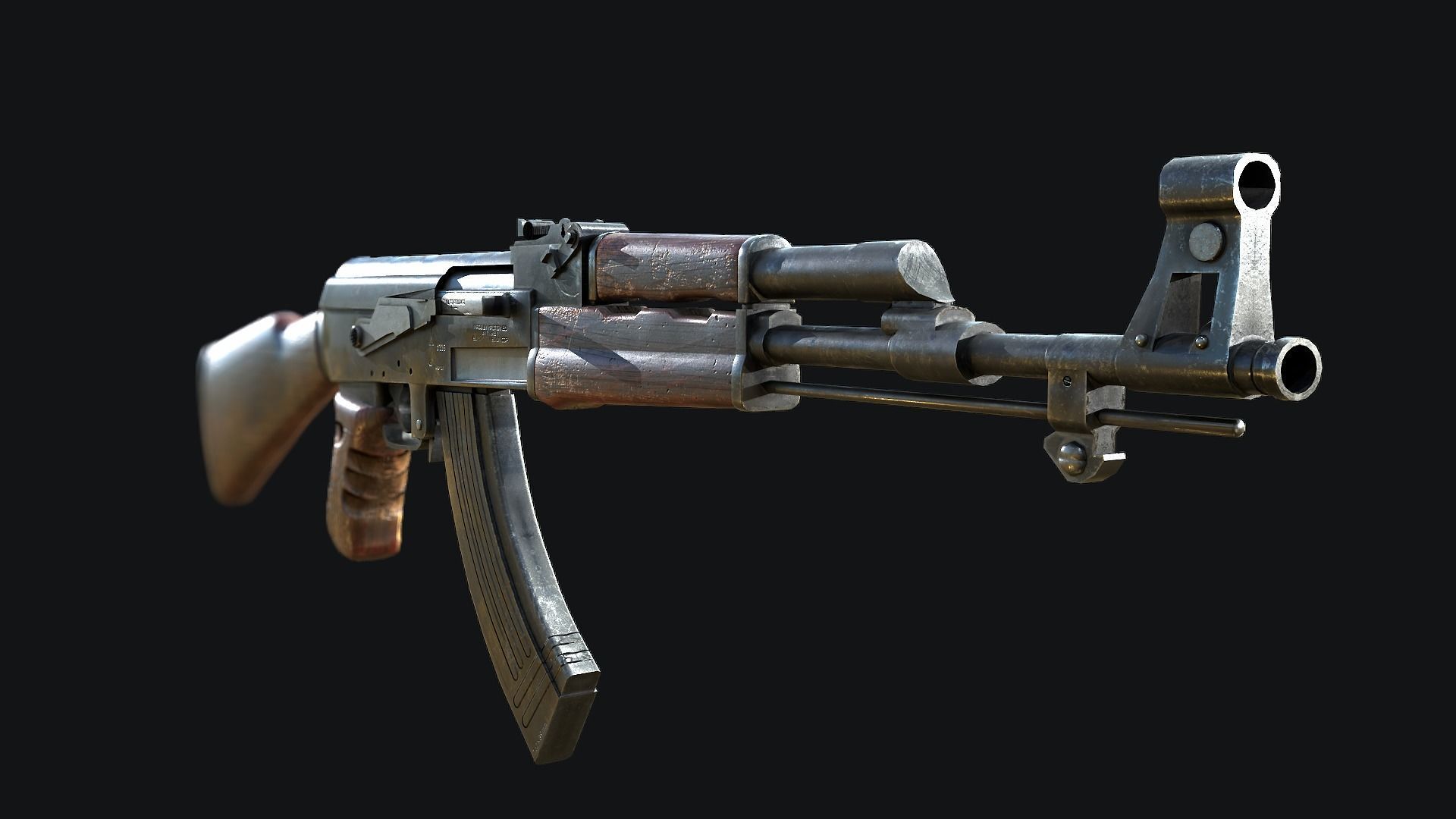 AK-47 ak - rifle Low-poly 3D model_9