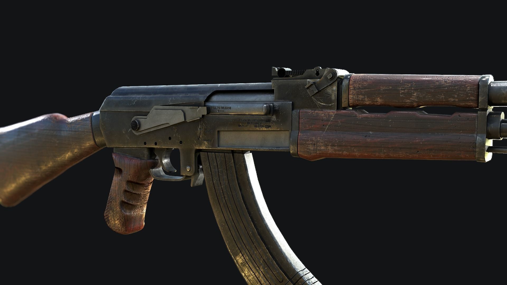 AK-47 ak - rifle Low-poly 3D model_8