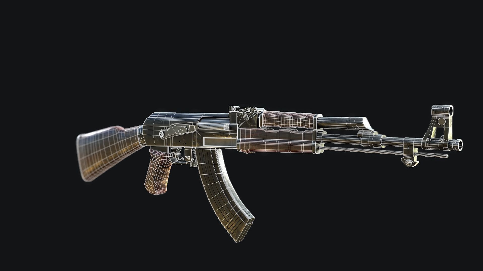 AK-47 ak - rifle Low-poly 3D model_3