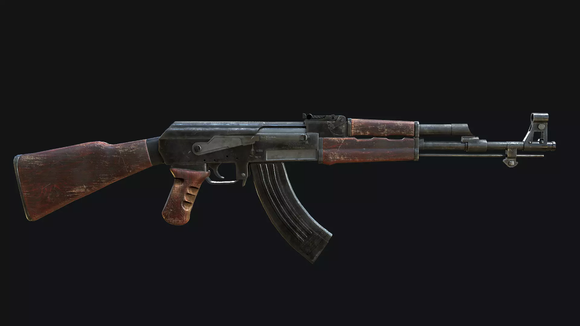 AK-47 ak - rifle Low-poly 3D model_0