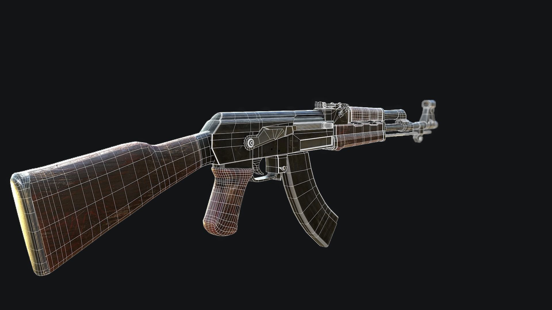 AK-47 ak - rifle Low-poly 3D model_6