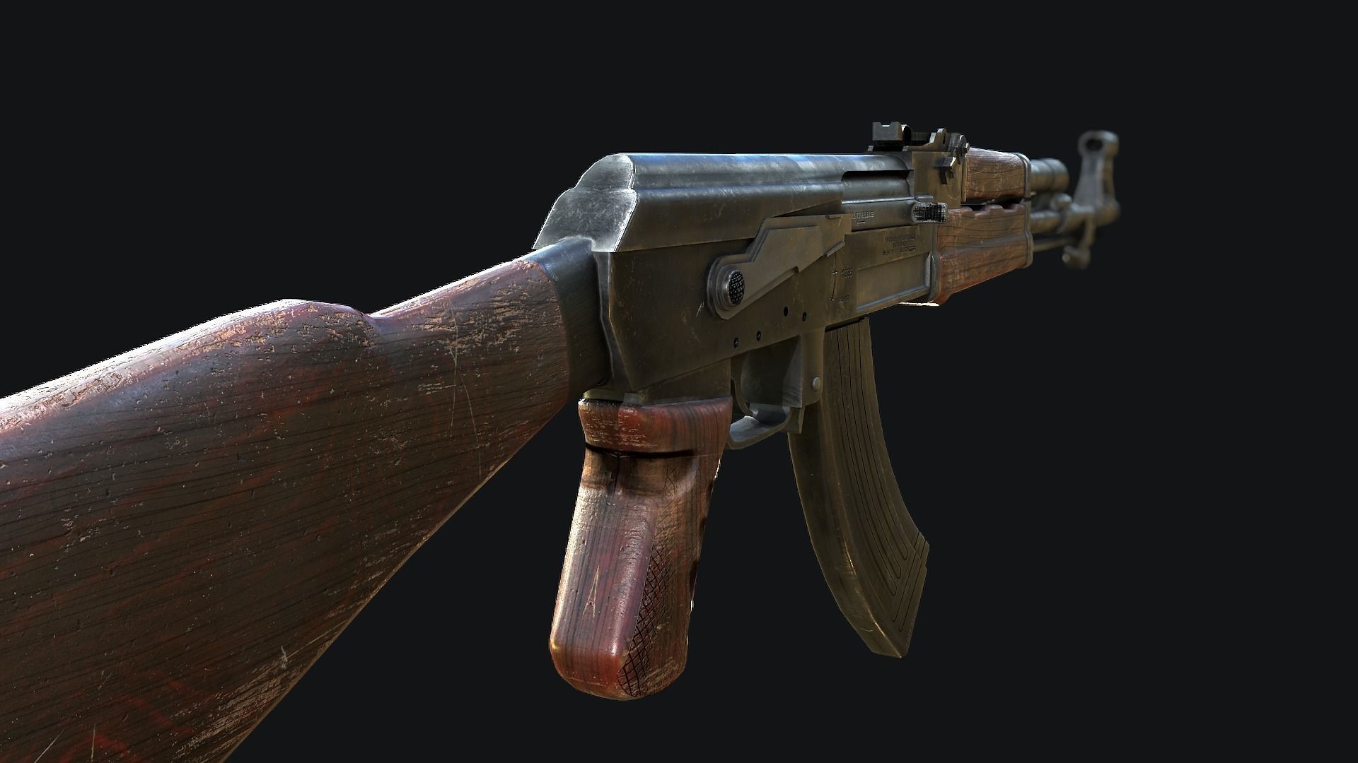 AK-47 ak - rifle Low-poly 3D model_12