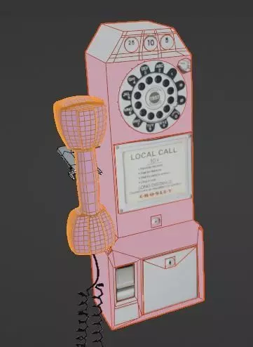 Pink Telephone Free low-poly 3D model_0