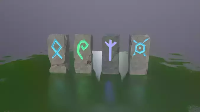 Game Props Runic Stones  Low-poly 3D model
