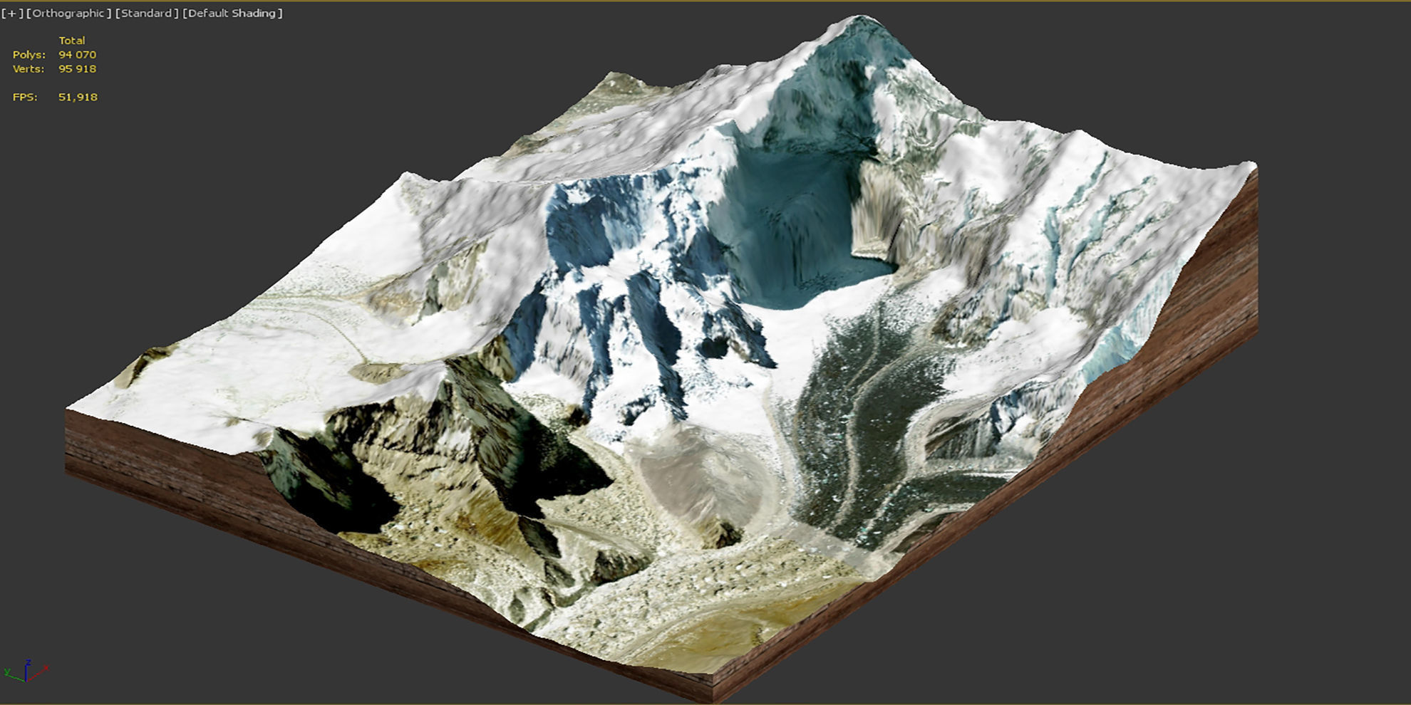 Mountain landscape Chomolungma Mount Everest 3D model_12