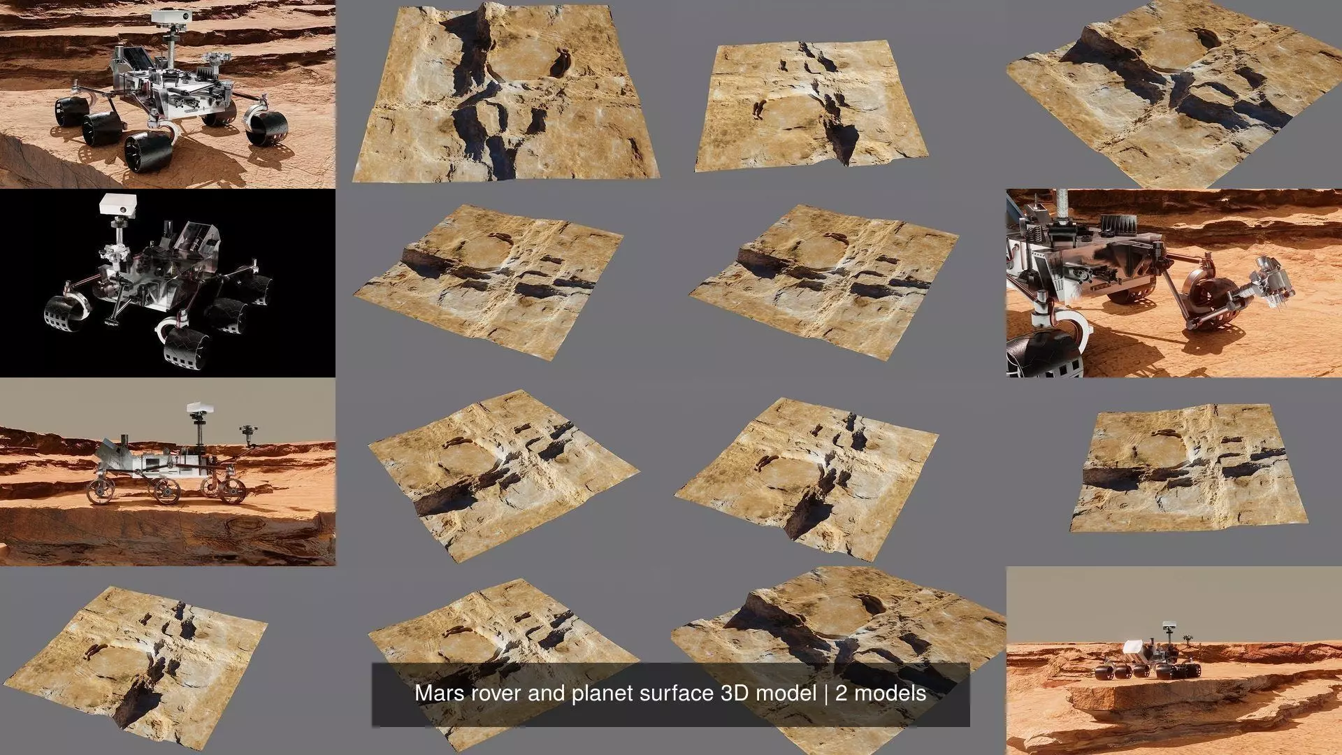 Mars rover and planet surface 3D model 3D Model Collection_3