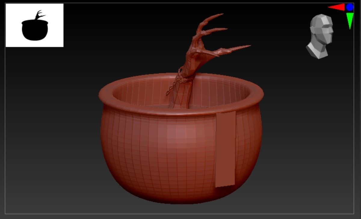 Monster Pot Low-poly 3D model_7