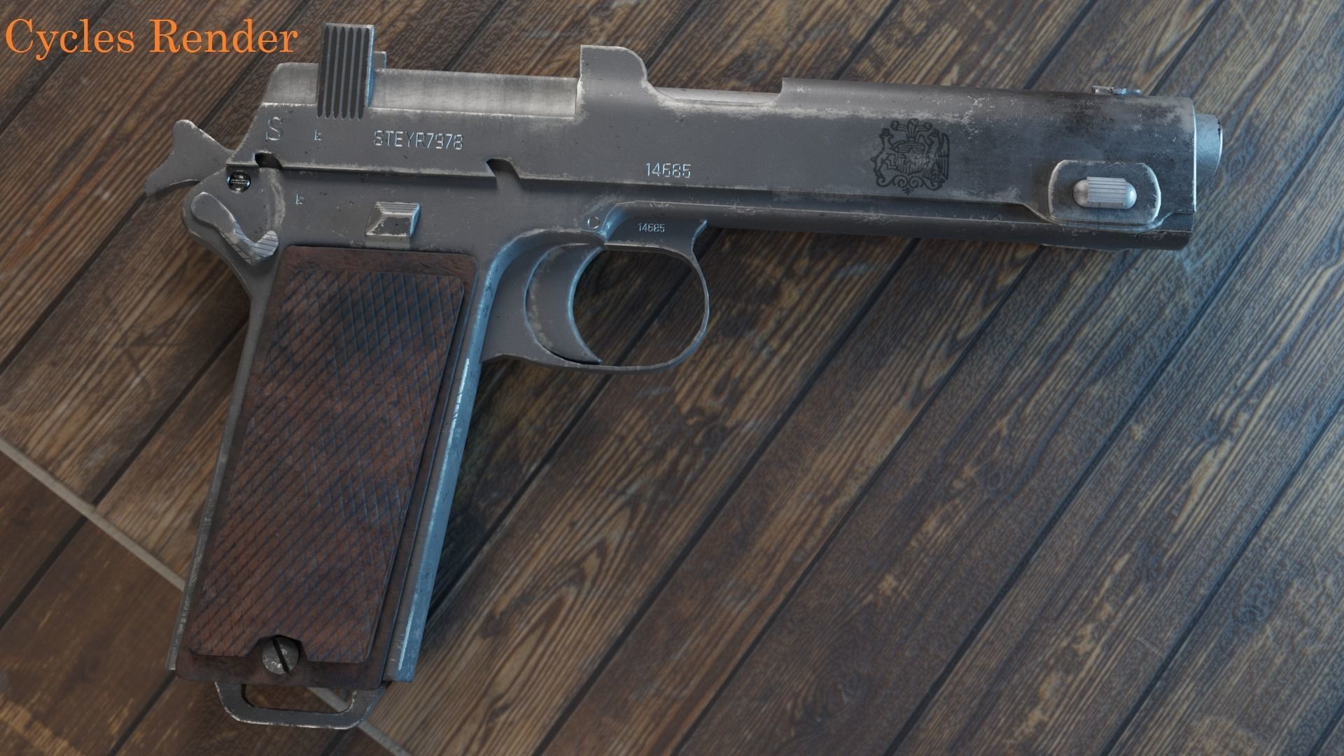 Steyr Hahn M1912 M12 gun Low-poly 3D model_7