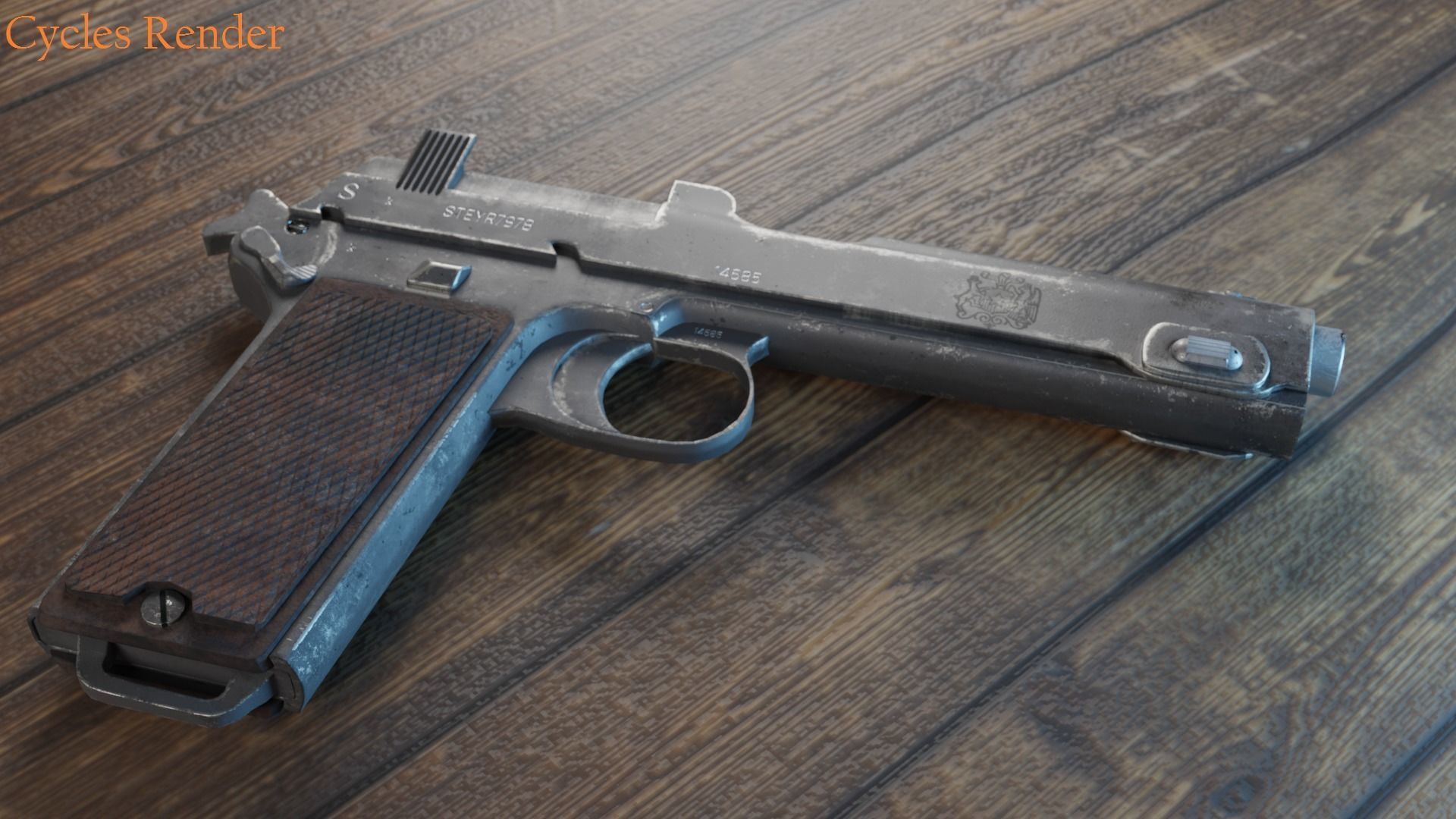 Steyr Hahn M1912 M12 gun Low-poly 3D model_8
